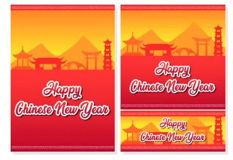 Assorted Size Of Chinese New Year Poster Stock Illustration
