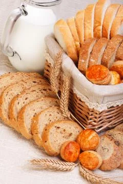 Assorted sliced bakery products Stock Photos