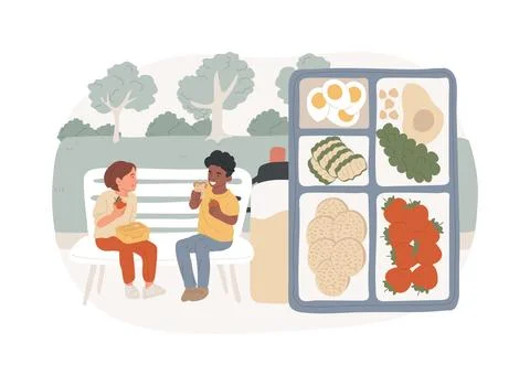 Assorted snack pack isolated concept vector illustration. Ilustración de archivo