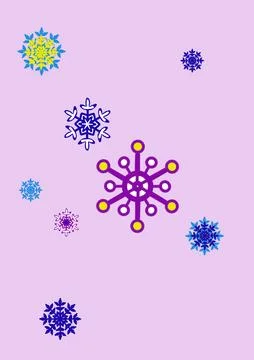 Assorted Snowflake Icons Floating on Light Pink Background Stock Illustration