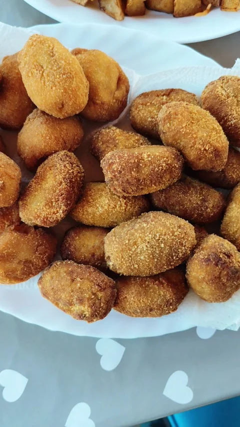 Assorted Spanish Tapas Plate with Croquettes and Anchovies Stock Footage 329386311