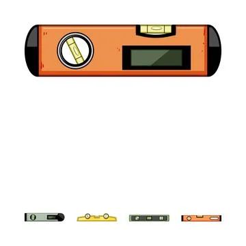 Assorted spirit levels for measuring accuracy and alignment Ilustración de archivo