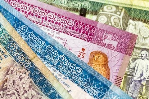 Assorted Sri Lankan Rupee Notes Stockfoto's