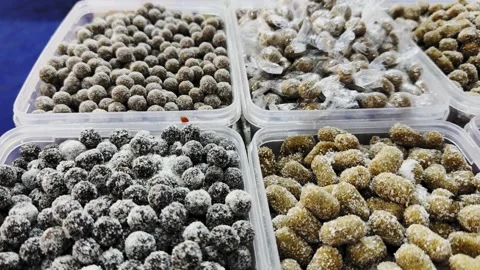 Assorted Sugar-Coated Tamarind Candy Indian Market Stock Footage 333375336