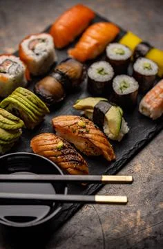Assorted sushi conept Stock Photos