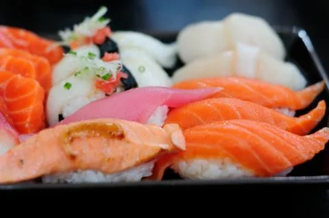 Assorted Sushi on a Plate Stock Photos