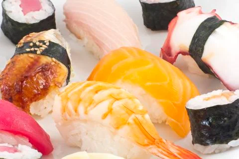 Assorted sushi platter Stock Photos