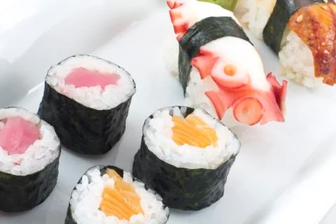 Assorted sushi platter Stock Photos