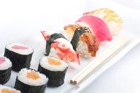 Assorted sushi platter Stock Photos