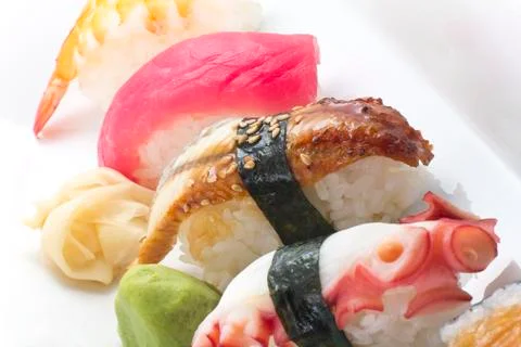 Assorted sushi platter Stock Photos