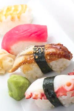 Assorted sushi platter Foto stock