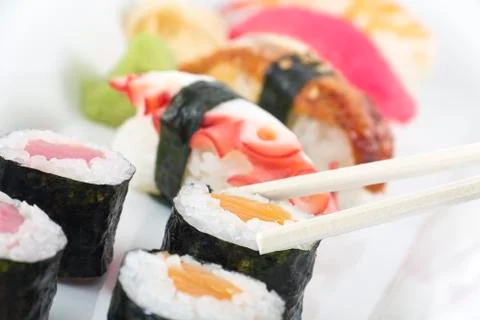 Assorted sushi platter Stock Photos