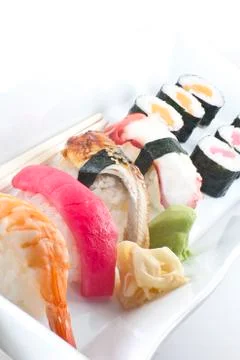 Assorted sushi platter Foto stock