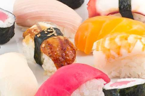 Assorted sushi platter Stock Photos