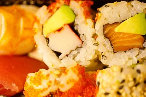 Assorted Sushi Rolls Stock Photos