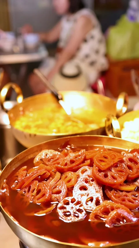 Assorted Sweet Beans and Lotus Root at Bangkok Street Food Stall Stock Footage 317082272
