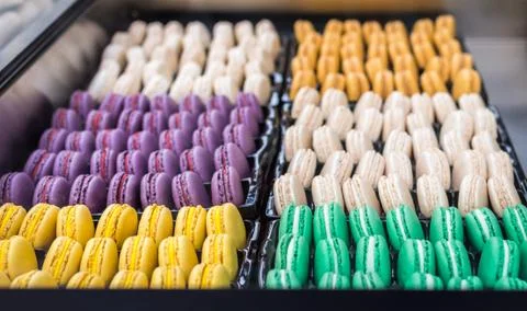 Assorted sweet colourful macaroons Stock Photos