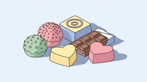 Assorted sweet treats Stock Illustration