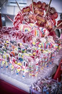 Assorted sweets at the marketplace Stock Photos