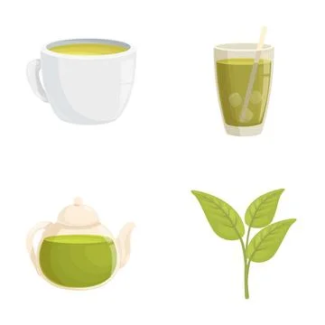 Assorted tea drink icons set Stock Illustration