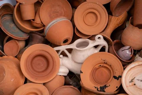 Assorted Terracotta Pots and Earthenware Collection Stock Photos