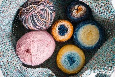 Assorted threads of colorful yarn Foto stock
