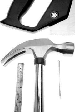 Assorted tools on plain background Stock Photos