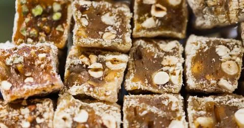 Assorted Turkish Delight bars Foto stock