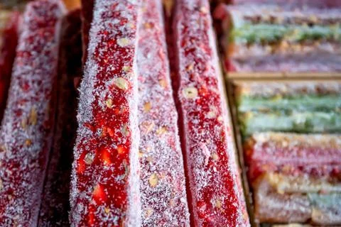 Assorted Turkish Delight bars Foto stock
