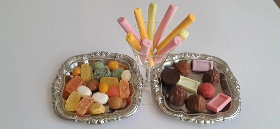 Assorted Turkish Eid al-Adha sweets and chocolates Stock Photos