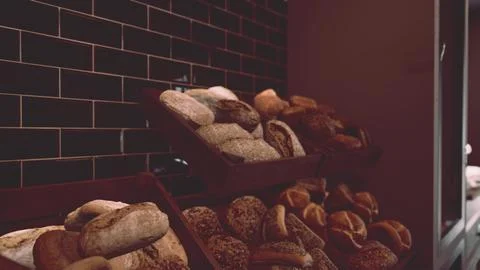 Assorted Types of Bread Displayed on Store Shelf Stock Illustration