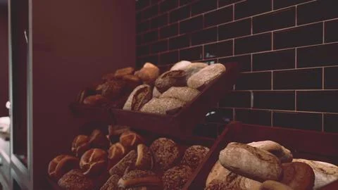 Assorted Types of Bread Displayed on Store Shelves Stock Illustration