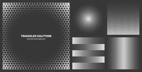 Assorted Various Contrast Triangular Halftone Texture Vector Patterns Background Stock Illustration