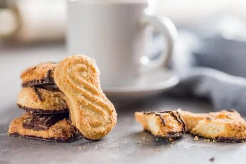 Assorted various cookies. Sweet biscuits on kitchen table. Stock Photos