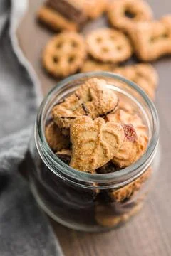 Assorted various cookies. Sweet biscuits in jar. Stock Photos