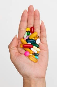 Assorted various kinds of pills. Stock Photos