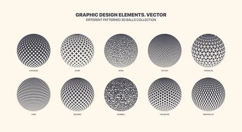 Assorted Various Patterned 3D Balls Vector Set Isolated On White Background Stock Illustration