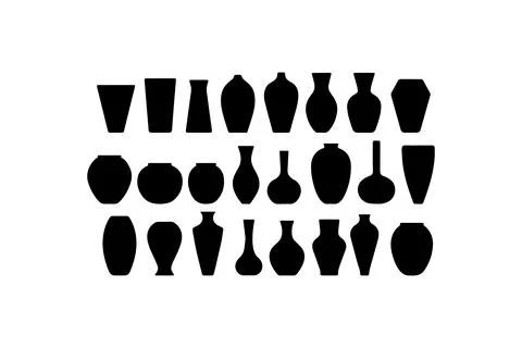 Assorted Vase Silhouette Collection. Vector icon. Stock Illustration