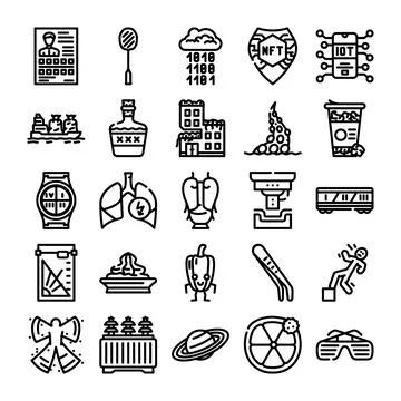 Assorted vector black and white modern icon collection Stock Illustration