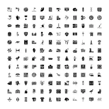 Assorted vector glyph icons and ui elements Stock Illustration