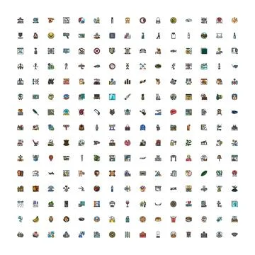 Assorted vector icons collection digital graphic elements Stock Illustration