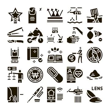 Assorted vector icons collection representing various concepts Stock Illustration