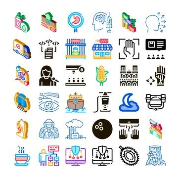 Assorted vector icons representing technology and business concepts Stock Illustration