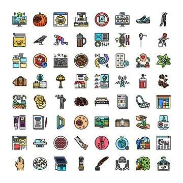 Assorted vector icons representing various modern concepts Stock Illustration