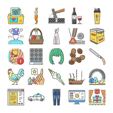 Assorted vector line icons collection illustrating various concepts 스톡 일러스트