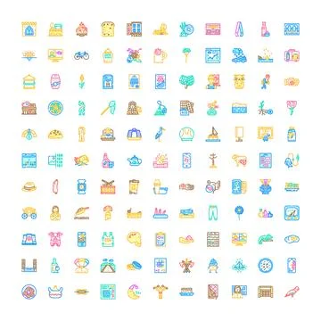 Assorted vector line icons creating a vast collection Stock Illustration