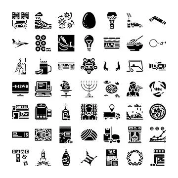 Assorted vector line icons set illustrating technology and lifestyle Stock Illustration