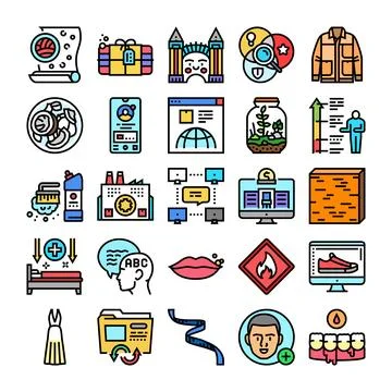 Assorted vector line icons for various concepts and services Illustrazione stock