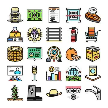 Assorted vector line icons for various business concepts Stock Illustration