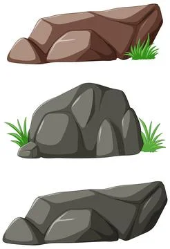 Assorted Vector Rocks with Foliage Stock Illustration